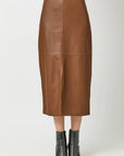 Mystree  Leather Midi Skirt