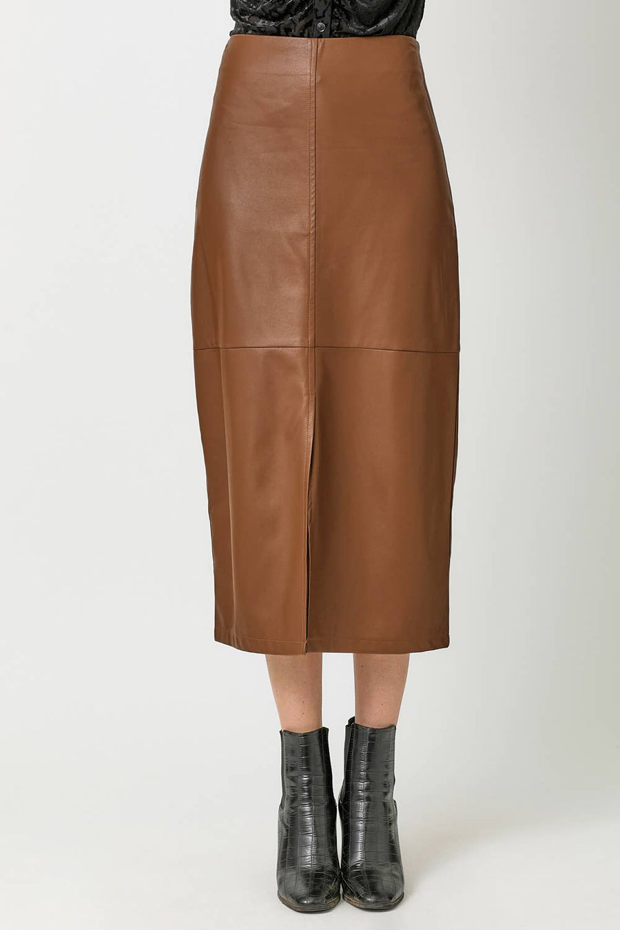 Mystree  Leather Midi Skirt