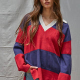 By Together Knit Sweater Collared Rugby Pullover Top