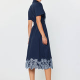 Current Air - Embroidered Button Down Midi Dress