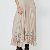 Current Air - Pleated Laser Cut Maxi Skirt