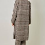 Mystree Houndstooth Plaid Long Coat