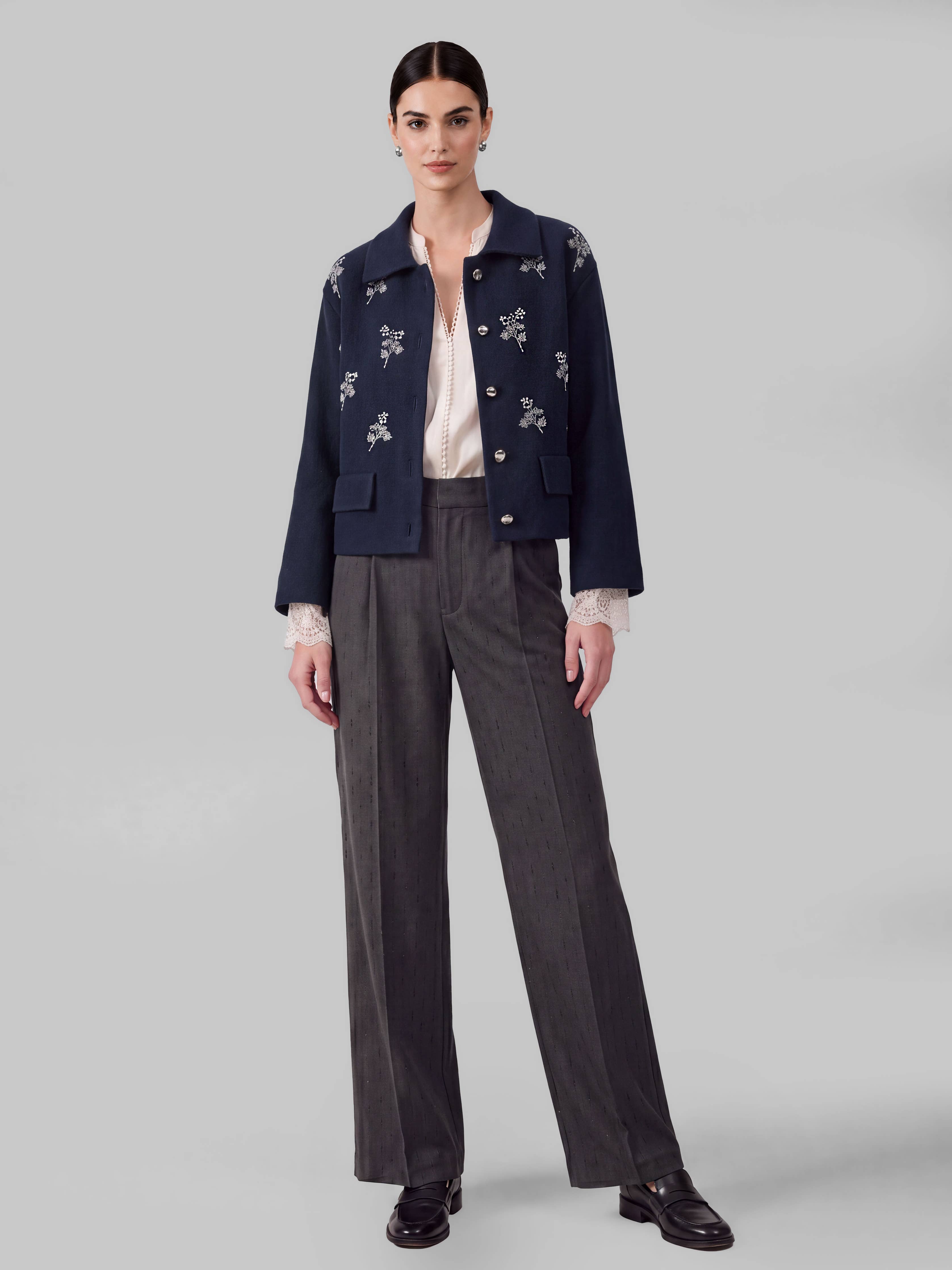 Current Air - Floral beaded Sweater Jacket