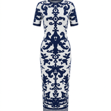 Boho Brown - Confident Jacquard Bodycon Maxi Dress