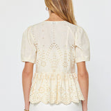 Current Air - Tie Front Eyelet Embroidered Blouse