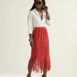 Boho Brown - Spirited Tassel Midi Skirt