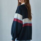 Cotton Striped Jersey Collar Pullover, By Together