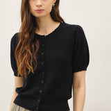 Be Cool - POINTELLE SHORT SLEEVE CARDIGAN