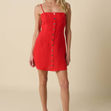 Olivaceous - Sariah Button-Front Linen Mini Dress