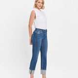 Vervet by Flying Monkey - High Rise Cuff Slim Straight Jeans