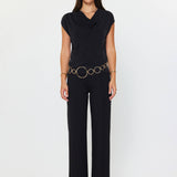Current Air - Draped Cowl Neck Cap Sleeve Top