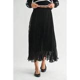 FUN2FUN - TEXTURE CHIFFON PLEATED MAXI SKIRT