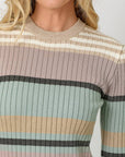 Mystree Color Block Striped Sweater Top