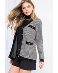 THML - Button Up Houndstooth Cardigan