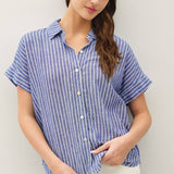 Be Cool - LINEN BLEND DOLMAN SLEEVE SHIRT-CHAMBRAY
