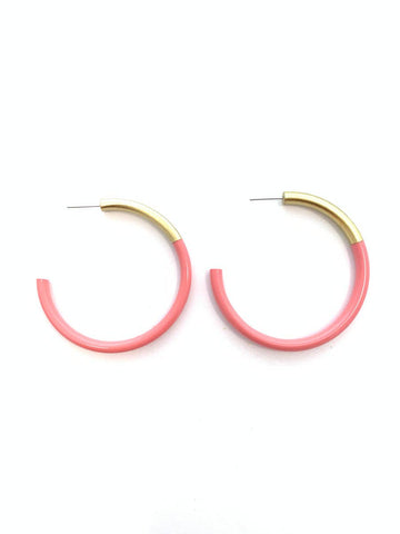 Accessory Jane - Lg Liz Hoops in Coral