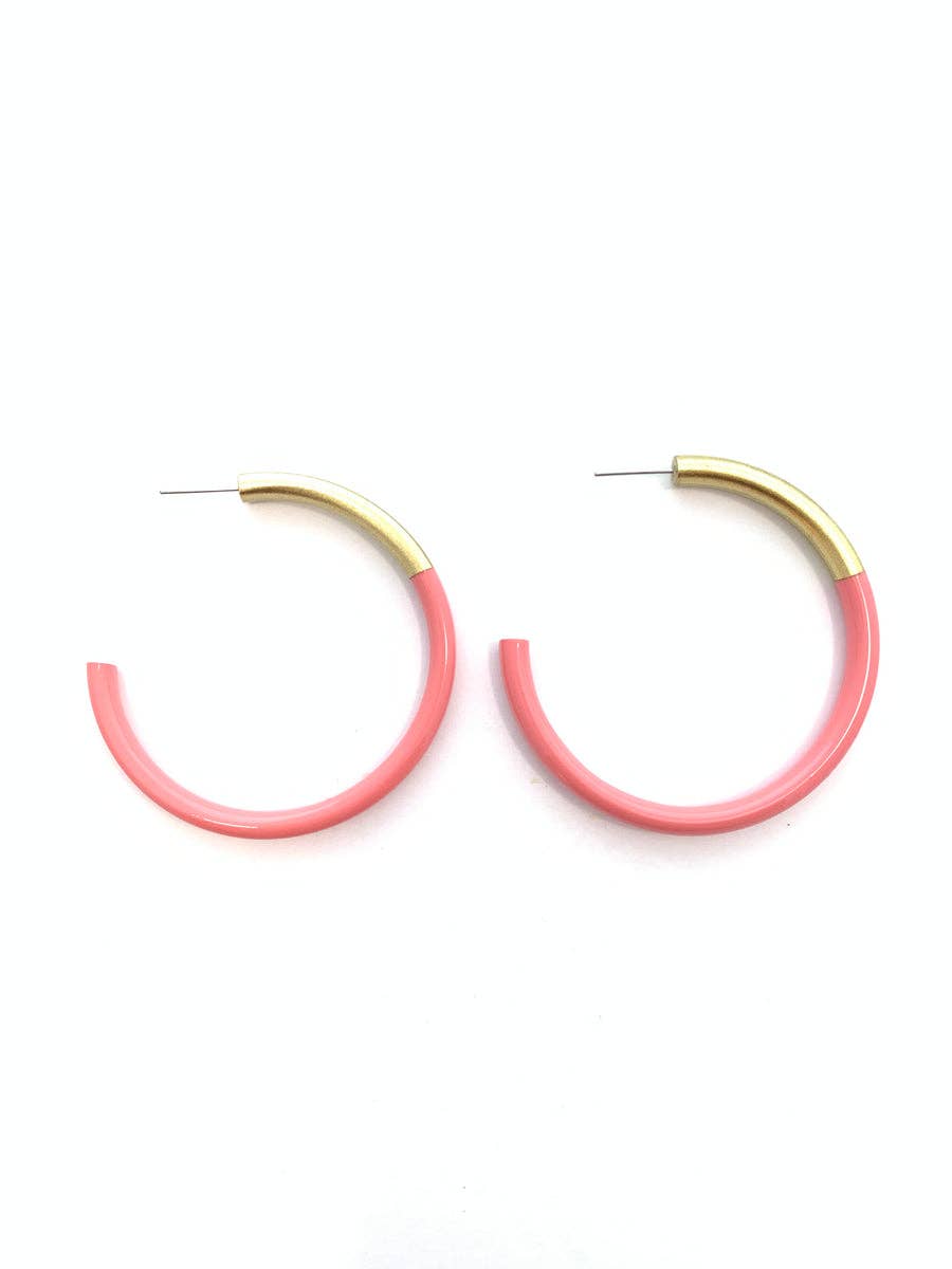 Accessory Jane - Lg Liz Hoops in Coral