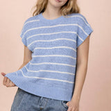 VERY J -Striped Knit Sweater Vest Top