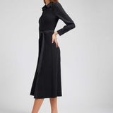 Current Air - Mixed Fabric Collared Midi Dress
