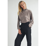 FUN2FUN - SATIN MOCK NECK BLOUSE