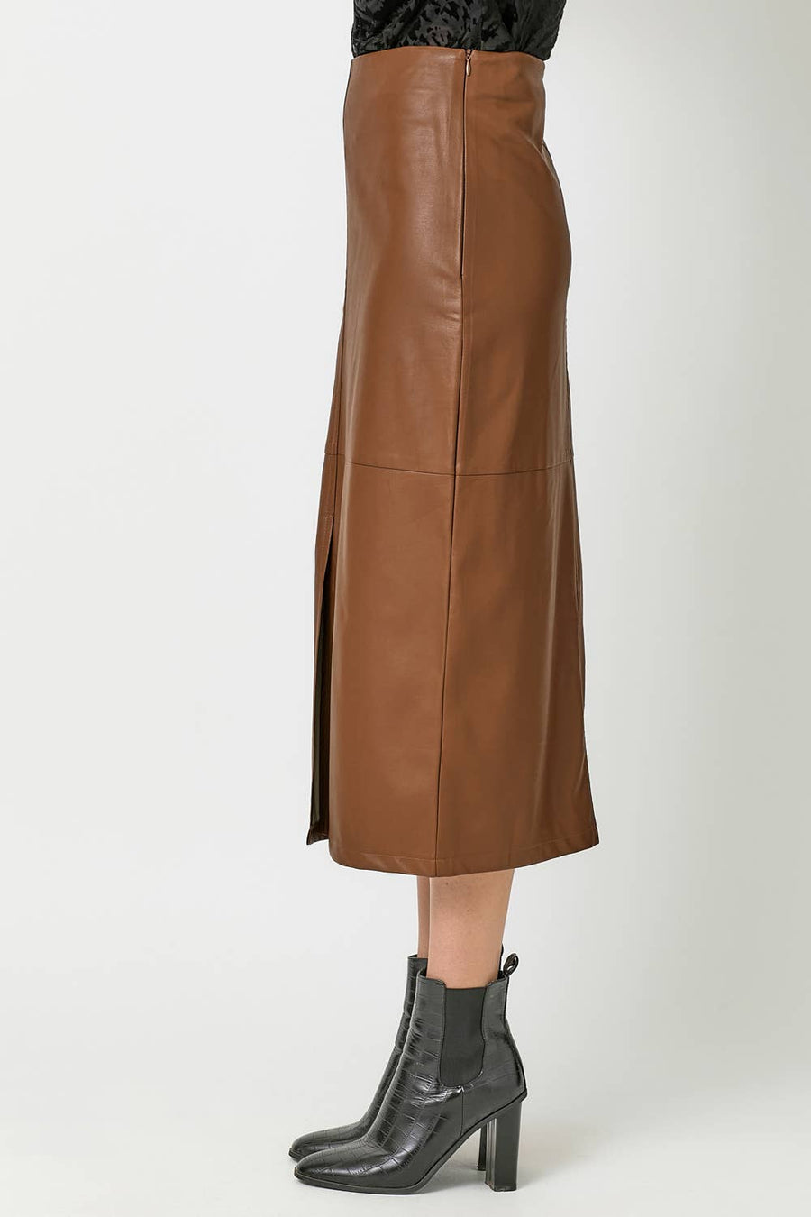 Mystree  Leather Midi Skirt