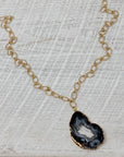 Swara Jewelry LLC - Long Gold Necklace with Geode Pendant