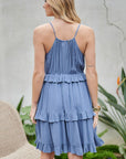 SOLID RUFFLE SLEEVELESS MINI DRESS, Davi & Dani