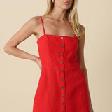 Olivaceous - Sariah Button-Front Linen Mini Dress