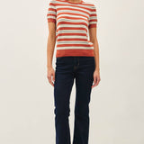 Be Cool - CLASSIC FIT STRIPED SHORT SLEEVE SWEATER TOP