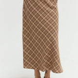 Crescent - Sandra Plaid Flowy Midi Skirt