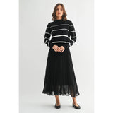 FUN2FUN - TEXTURE CHIFFON PLEATED MAXI SKIRT