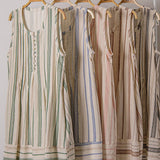 VERY J Striped Pintuck Detail Woven Mini Dress
