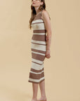 Moon River - STRIPE SLEEVELESS CROCHET KNIT MIDI DRESS