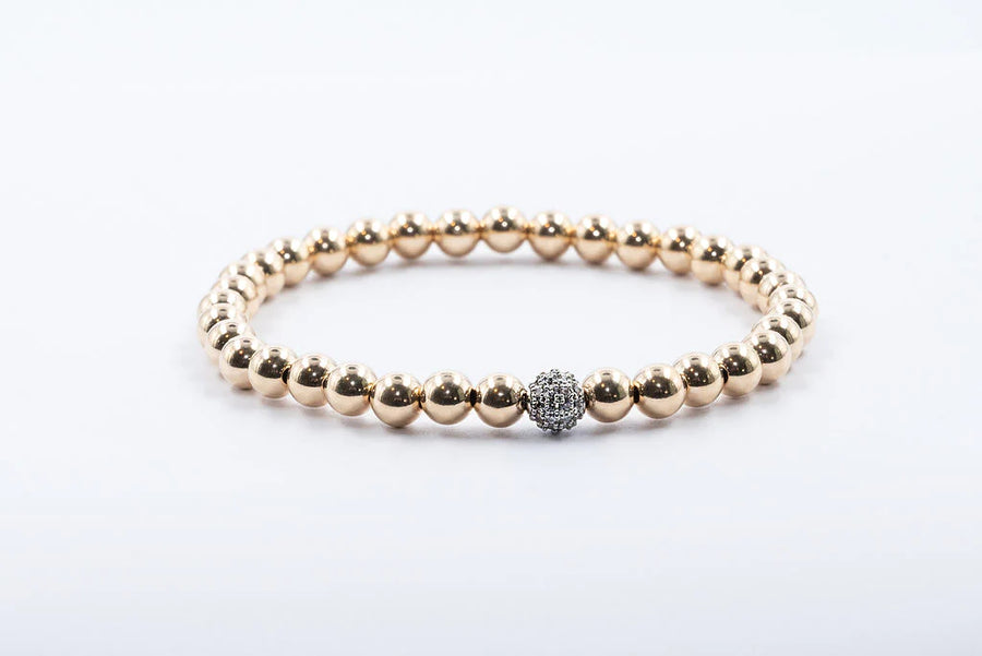 14k Gold Filled Bracelet with Pave Ball (5mm), Arm Candy by Alysa