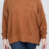 Brushed Melange Drop Shoulder Sweater, Various Colors, Zenana (Plus only)