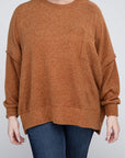 Brushed Melange Drop Shoulder Sweater, Various Colors, Zenana (Plus only)