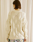 STORIA - Monochromatic Diamond Knit Cardigan