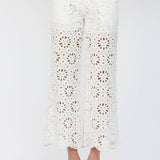 FATE - FLORAL EYELET LACE WIDE LEG CROPPED PANTS