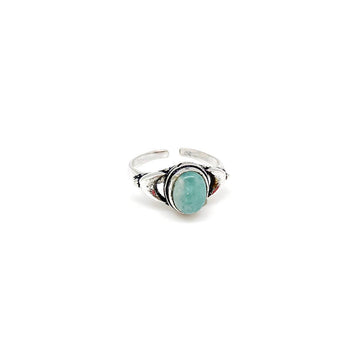 Anju Jewelry - Tanvi Collection Ring - Silver Oval with Amazonite