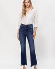 High Rise Distressed Hem Kick Flare Jeans, Vervet by Flying Monkey