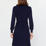 Current Air - Pleated Sweater Mini Dress W/waist Tie