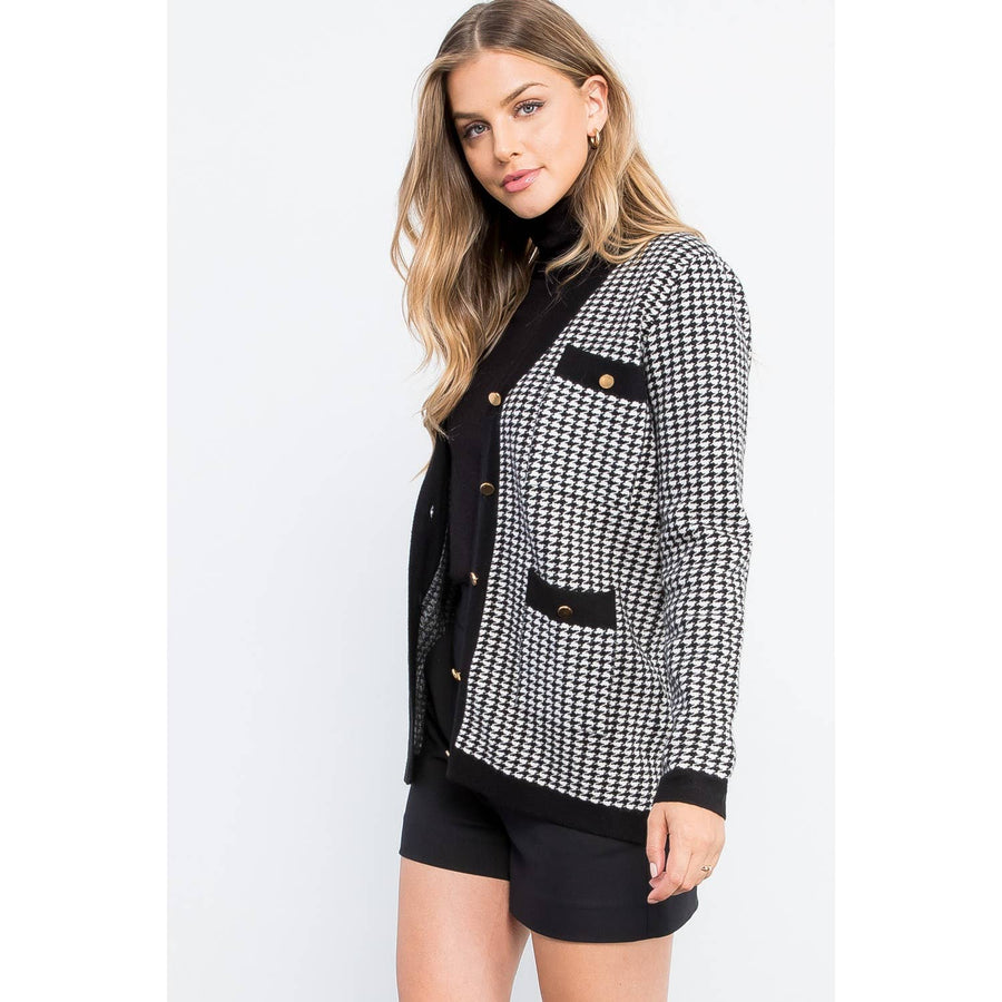 THML - Button Up Houndstooth Cardigan