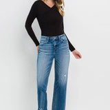 Flying Monkey - High Rise Frayed Hem Crop Straight Jeans