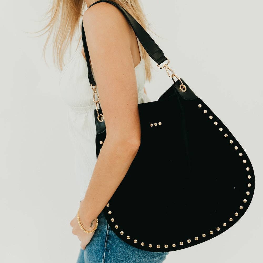 Pretty Simple - OG Rosalie Rivet Suede Hobo Bag - Original Strap