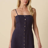 Olivaceous - Sariah Button-Front Linen Mini Dress