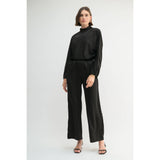 FUN2FUN - SATIN MOCK NECK BLOUSE