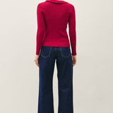 Be Cool - RUFFLED V-NECK DETAIL RIBBED CARDIGAN