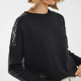 Q2 Black long sleeves sweater with sequins on the shoulders
