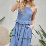 SOLID RUFFLE SLEEVELESS MINI DRESS, Davi & Dani