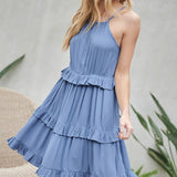 SOLID RUFFLE SLEEVELESS MINI DRESS, Davi & Dani